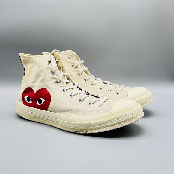 Converse Shoes Mens 11 Beige Chuck All Star Comme des Garcons Play High Top - Picture 2 of 10